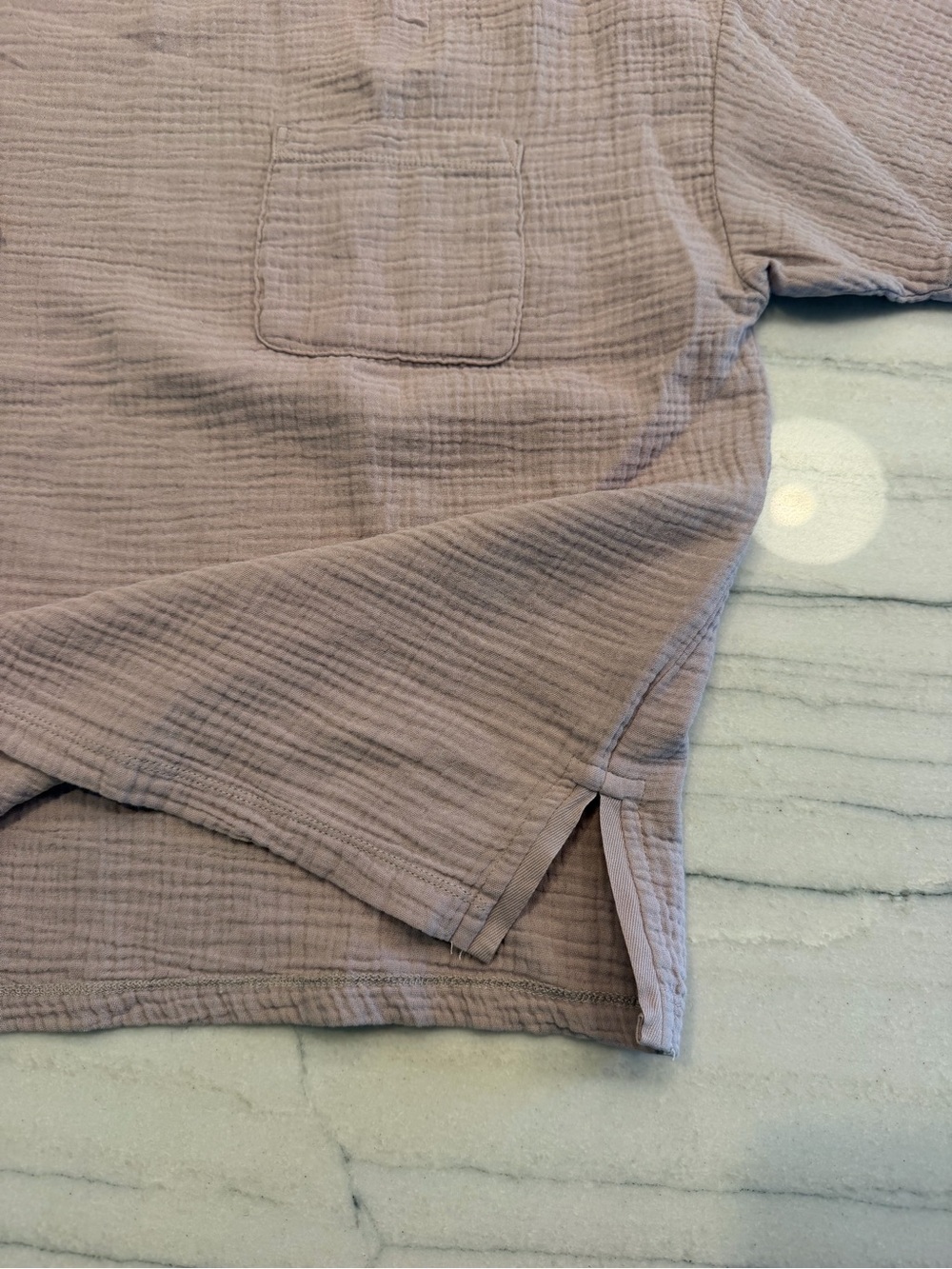 Barefoot Dreams Mauve 100% Cotton Crinkle Tee & Short Set-NWT - Picture 13 of 14